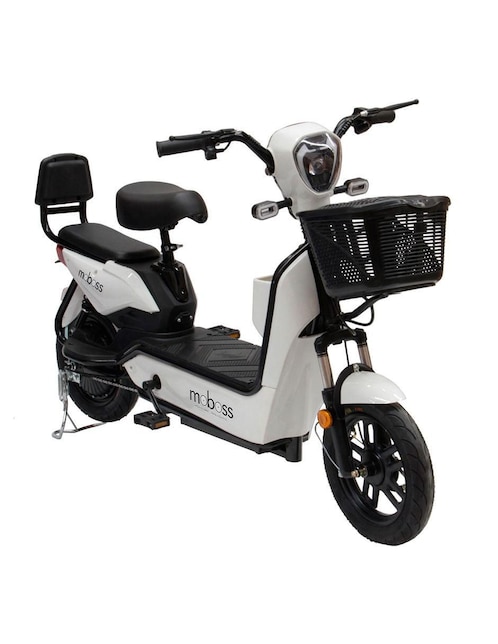 Bicicleta eléctrica moboss zm400 blanco urbana rodada 14