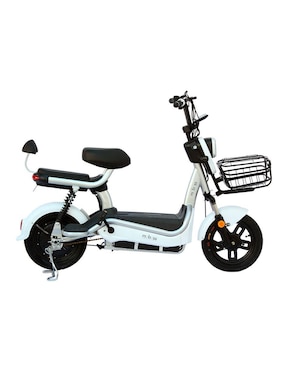 Bicicleta eléctrica moboss zm500 blanco urbana rodada 14