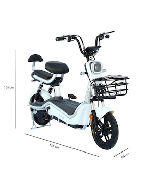 Bicicleta eléctrica moboss zm500 blanco urbana rodada 14