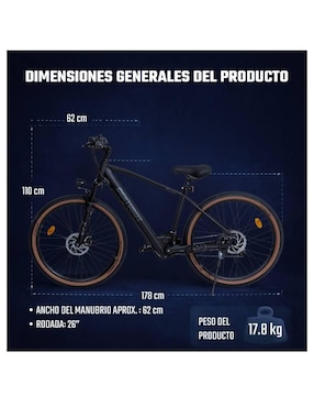 Bicicleta eléctrica Centurfit mkz-bizm26ionneg multidisciplina rodada 26