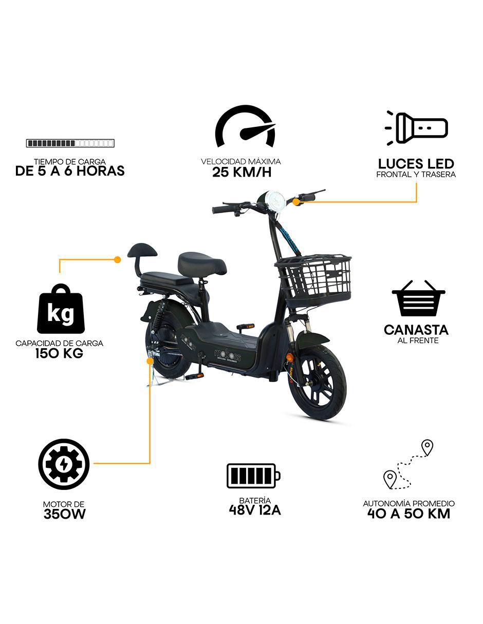 Bicicleta eléctrica zm300 negra urbana rodada 14